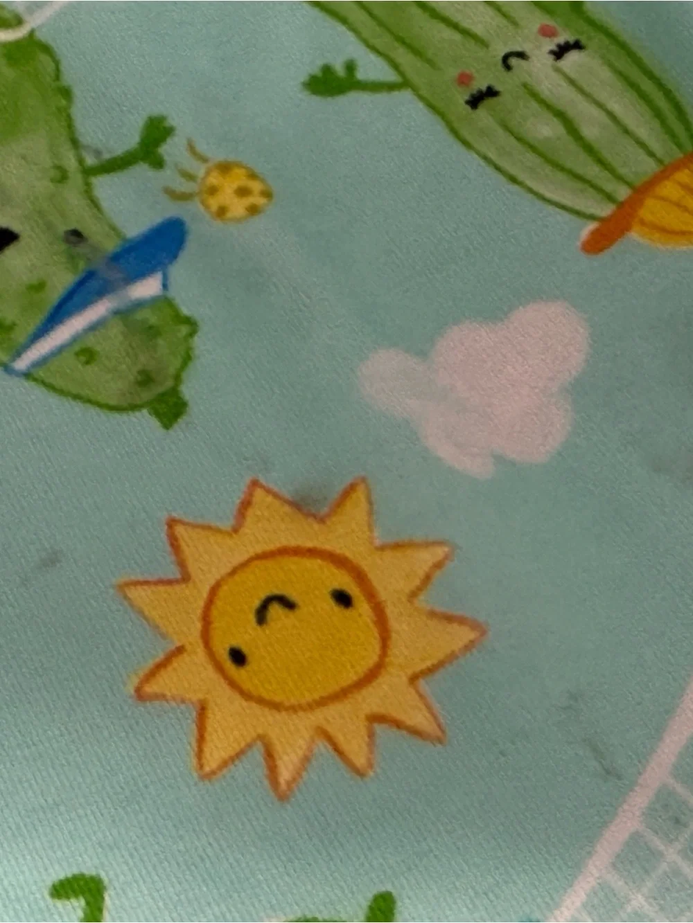 Little Sleepies Blue Pickle-Print Kids Blanket